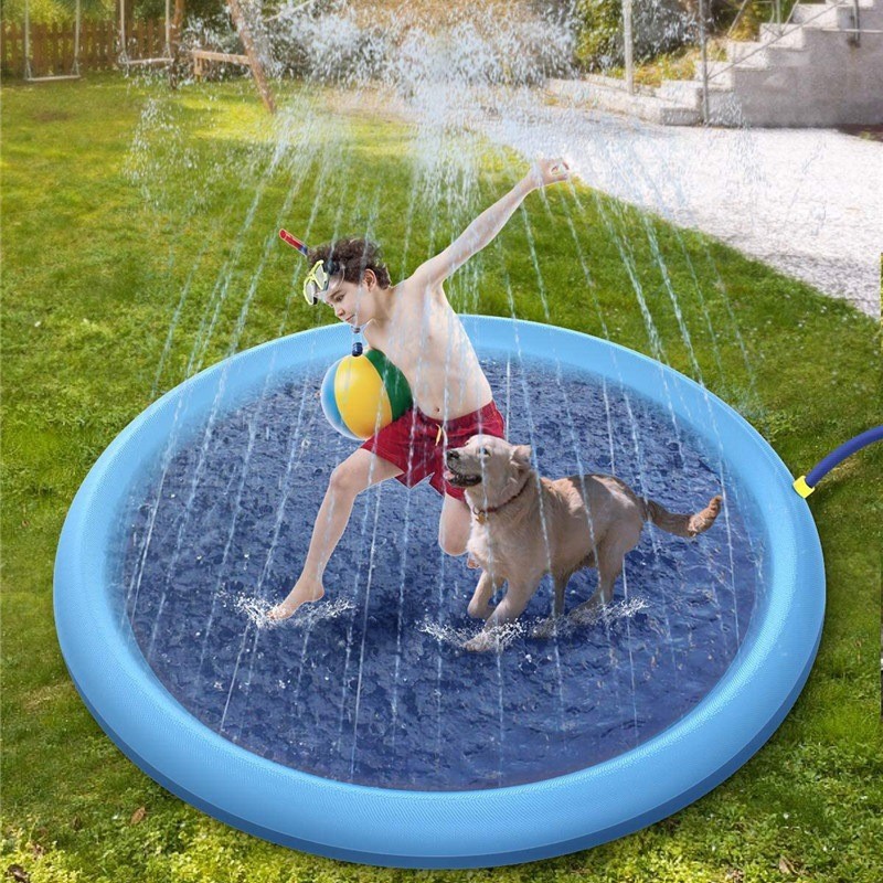 Non-Slip Splash Pad For Kids And Pet Dog Pool Summer Outdoor Water Toys Fun Back