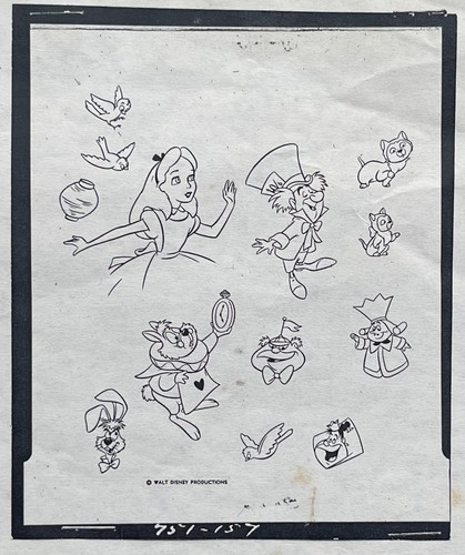 ALICE IM WUNDERLAND Walt Disney PRODUKTIONEN Animation FOTOKOPIE Grafik - Bild 1 von 19