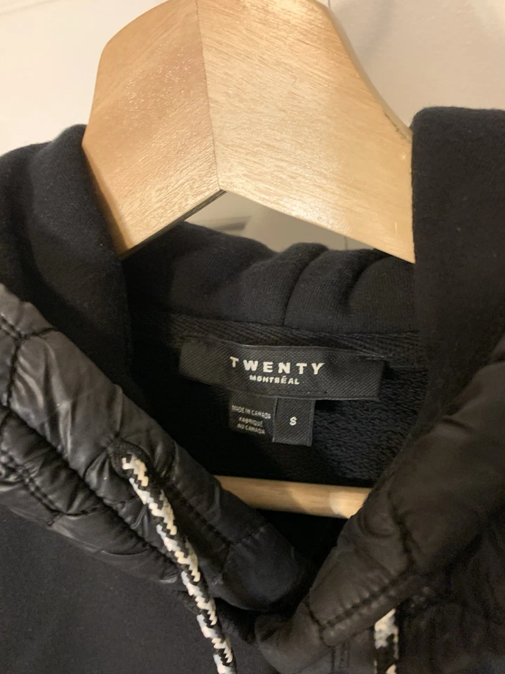 TWENTY Montreal Hombres Talla S Maddux Patchwork Polar Sudadera con Capucha Negra Foto 2 de 4