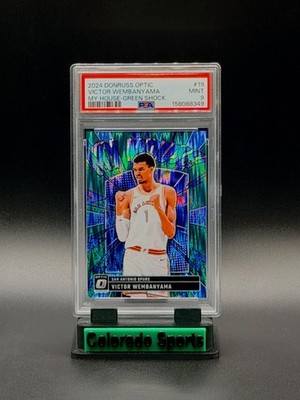 VICTOR WEMBANYAMA 2024-25 Donruss Optic My House Green Shock Prizm 004/149 PSA 9