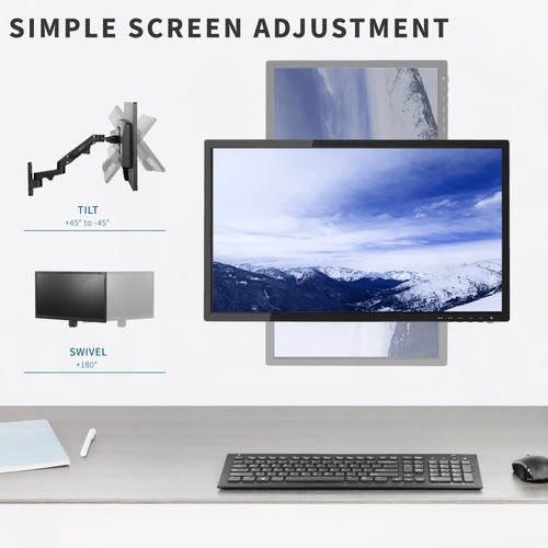 VIVO Premium Aluminum Single LCD Monitor Wall Mount Arm for Screens up to 32" - Picture 5 of 8