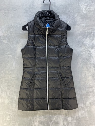 My Anorak Daunen Puffer Weste Damen S schwarz Nylon Full Zip glänzend Taschen Winter - Bild 1 von 6