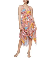 Sl Fashions Womens Textured Multi-Printed Shift Midi Dress, yellow, XL