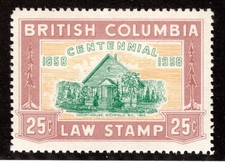 van Dam BCL47, 25c red brown, MNHOG (DAVAC), British Columbia Law Stamp, Canada