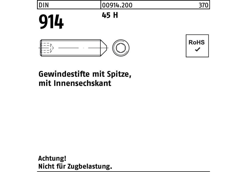 Рейхерный подъемник DIN 914 м.Шпице/Инненсехскант, М 10 x 35 45 H