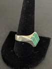 Vintage Heavy Taxco Sterling Silver Malachite Inlay Signet Ring Size 11.75 — photo 3
