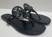 Tory Burch Miller Black Smooth Leather Sandals 10 M