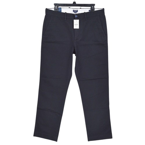 Pantalones chinos J Crew calce recto flexibles para hombre 32x30 negros elásticos frente plano H3186 - Imagen 2 de 10