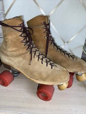 VINTAGE SURF GRIP LABEDA RIEDELL RED WING ROLLER SKATES MENS SZ 8 SUEDE LEATHER