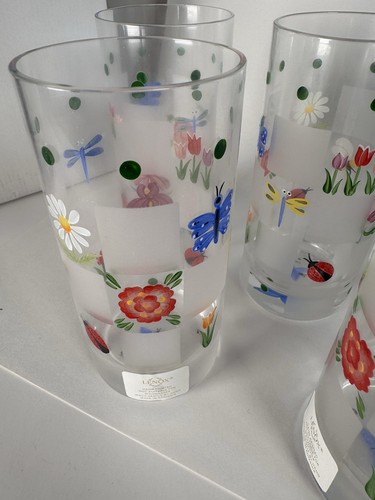 Lenox Nature's Splendor 16 Oz Tumbler Set Of 4 Glasses And 1 Glass Pitcher - Picture 16 of 23
