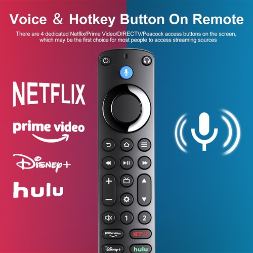 For Amazon Alexa Firestick Voice Remote Pro w/ Disney+/HULU/Netflix/Prime Black - Picture 5 of 7