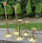 Vintage Brass Graduated Candlestick Candle Holders - Long Stem - Set Of 5