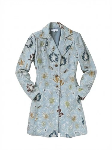 Cabi Guinevere Tapestry Brocade Pea Coat Whimsy Coquette  Boho Fairy Blue 4