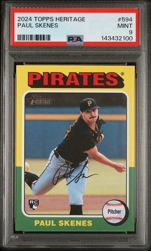 2024 Topps Heritage PAUL SKENES Rookie Card #594 Pittsburgh Pirates PSA 9 MINT