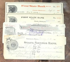 40 Oklahoma Checks Indian Territory & Oklahoma Territory 1892-1924 Vignettes