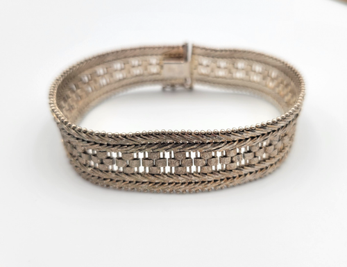 Sterling Silver Milor Italy Riccio Bracelet 925 Vintage 32g 16mm Wide 8" - Picture 10 of 10