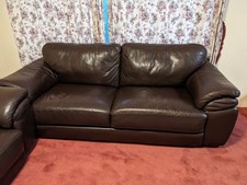 3-Seater Brown Leather Sofa