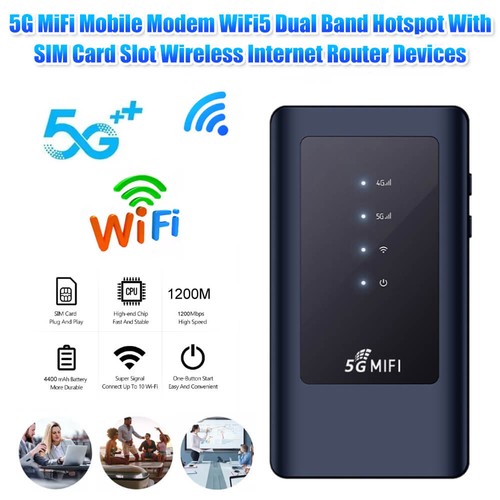 5G MiFi 1200Mbps WiFi6 Dual-Band-Hotspot & SIM-Karten-Slot Kabellos+4400mAh Akku - Picture 3 of 10