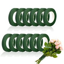 12 Rolls Floral Tape, 1/2" Wide Flower Tape Stretchable Self-Adhesive, Tearab...