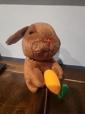 Zanies Rabbit Bunny Dog Toy Plush Stuffed Squeaky 9” Carrot Brown