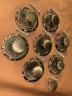 7 Salvaged Antique Brass 2 Piece Drawer Knobs Round Pulls Cabinet w/Screws