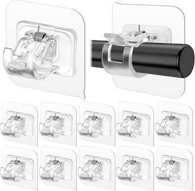 12PCS Self Adhesive ain Rod Holder, No Drill ain Rod Braets,
