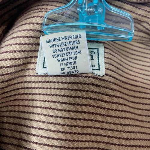 Vintage LL Bean Brown Striped Button Up Shirt Long Sleeve Men’s Size XL Polo - Picture 13 of 14