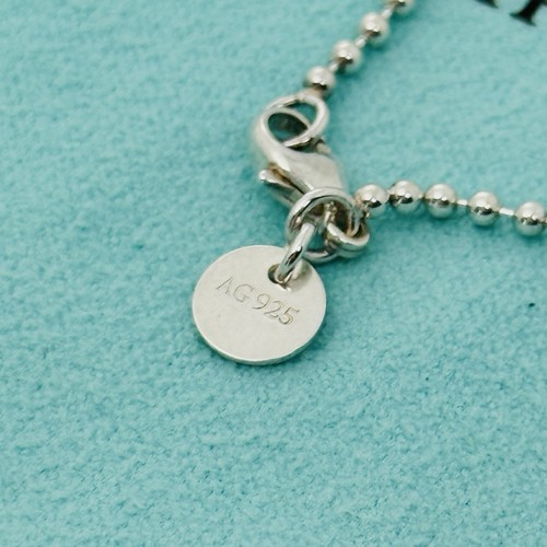 18" Tiffany & Co Sterling Silver 1.7mm Bead Necklace Dog Chain w Lobster Clasp - Picture 6 of 6