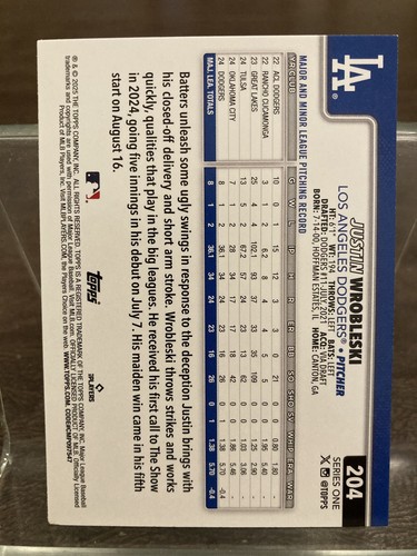 2025 Topps Series 1 Justin Wrobleski 6-Card Lot Rookie RC #204 Dodgers - Picture 2 of 2