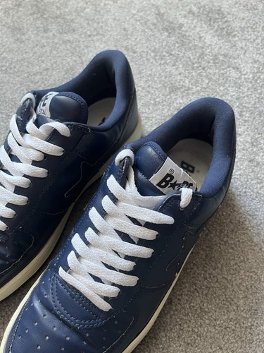 Bapesta Navy Leather 2005 Trainers Bape Bathing Ape UK8 US9 - Picture 5 of 13