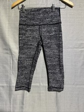 LULULEMON Wunder Under Crop Hi-Rise Leggings size 4 black white grey