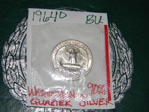 1964-D Uncirculated Silver {BU} Washington Quarter, Denver Mint-BLAZER!! - Picture 2 of 4
