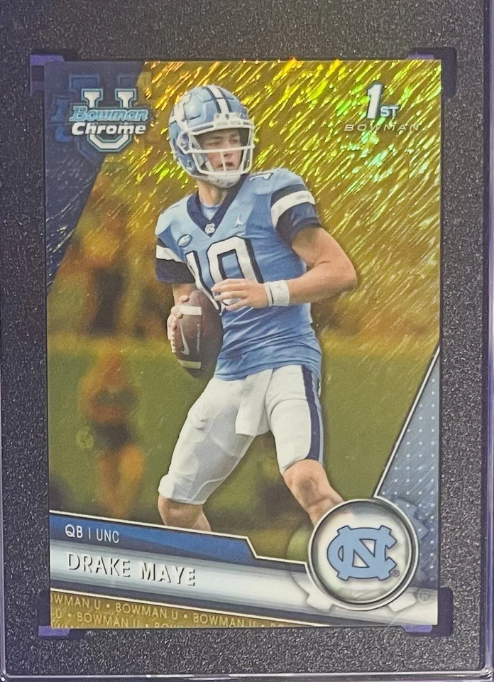 10/50 GOLD SHIMMER Jersey #’d DRAKE MAYE ROOKIE CARD 2023 Bowman U Chrome RC  - Image 3 of 4