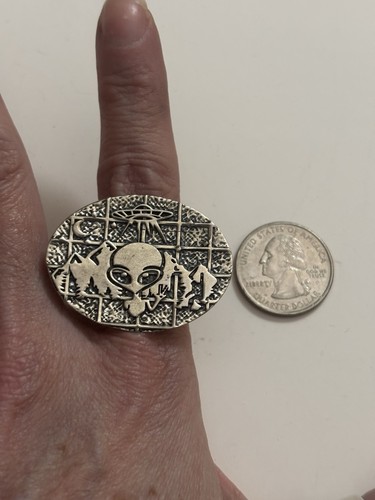 Sterling Silber Alien UFO Ring verstellbar 7-9,5 NEU - Bild 4 von 4