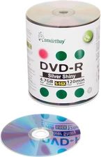 Smart Buy 100 Pack Dvd-R 4.7Gb 16X Shiny Silver Blank Data Video Movie Recordabl