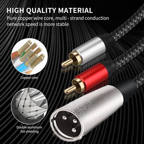 For XLR 3Pin Female To 2RCA Male Double Lotus Microphone Audio Connection Cable - Picture 9 of 14