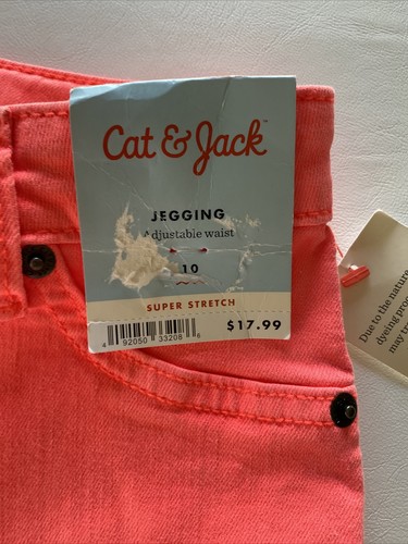 Girls Cat & Jack Pink Neon Jegging Pants Jeans Play School Pull On Size 10 Flaw - Picture 4 of 12