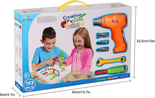 Haifeng STEM Toys for 3+ Year Old, DIY Creative Mosaic Drill Set for Kids - Picture 6 of 7