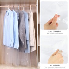 50 Pack Plastic Garment Bags Clear Waterproof Dustproof Clothes Storage Covers