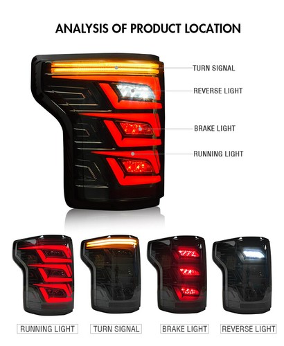 Smoked Pair LED Tail Lights For Ford F150 2015-2020 Rear Lamp Start Up Animation - Picture 3 of 24