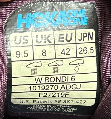 Hoka One One Women 9.5 Bondi 6 Shoes F27219l Running Sneakers 1019270 ADGJ - Picture 9 of 9