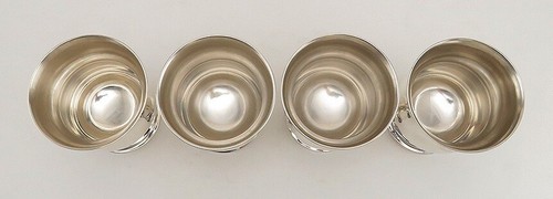 Antique 4 Coin Silver Footed Cups with Hand Engraved Wreath and Monogram-Wheeler - Picture 3 of 5