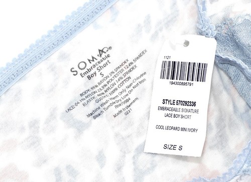 Soma Embraceable Lace Boy Short ~Cool Leopard Mini Ivory~ Size S (New With Tags) - Picture 3 of 3