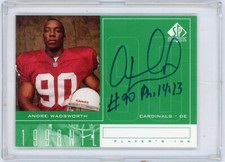 Andre Wadsworth 1998 SP Authentic Certified AUTOGRAPH (Bible Verse - CARDINALS)