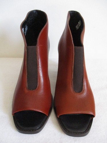 Wolverine Brown Leather Ankle Boots Open Toe Womens Sample Size 7 US New - Bild 1 von 7