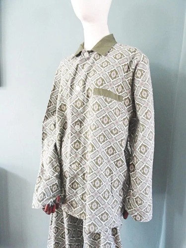 Vintage Mens Pajamas 1980s St Michael Green Beige Geometric Pattern Large 80s - Picture 19 of 24