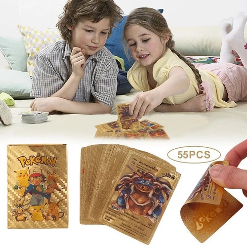 55Pcs Pokemon Card Foil GOLD PACK 55 CARDS TCG GX Vmax GX Card Charizard Rare - Picture 6 of 7