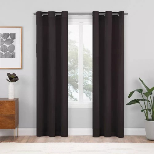 ⚡ 1 Pc Blackout Shadow Window Curtain Panels - Eclipse - Black Size 37"W x 63"L - Picture 2 of 5