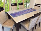 Ethnic Jacquard Table Runner Brocade Blue Dancing Peacock Long Dining Tablecloth