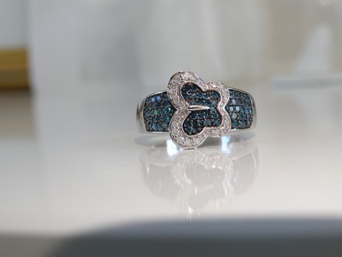 Kay Jewelers Sterling Silver 925 Butterfly Natural Blue Diamond Ring Size 9 - Picture 13 of 24
